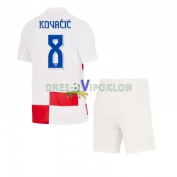 Hrvatska Mateo Kovacic 8 Dres Domaći Euro 2024 Kratkih Rukava ,Dječji Komplet