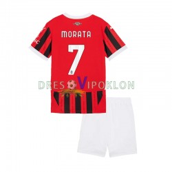 AC Milan Alvaro Morata 7 Dres Domaći 2024-2025 Kratkih Rukava ,Dječji Komplet
