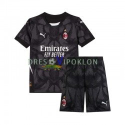 AC Milan Golmanski Crno Dres Domaći 2024-2025 Kratkih Rukava ,Dječji Komplet