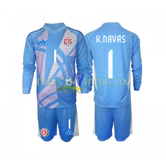 Kostarika Golmanski Keylor Navas 1 Plava Dres Domaći 2024 Dugim Rukavima ,Dječji Komplet