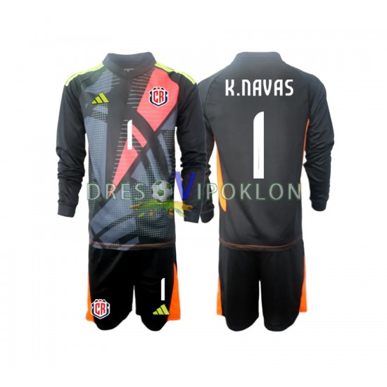 Kostarika Golmanski Keylor Navas 1 Crno Dres Treći 2024 Dugim Rukavima ,Dječji Komplet