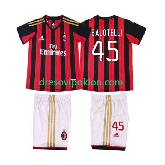 AC Milan BALOTELL 45 2013 2014 Retro Dres Domaći Kratkih Rukava ,Dječji Komplet