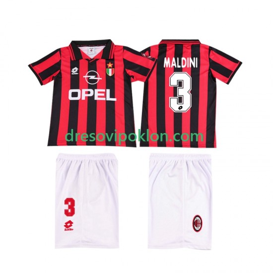 AC Milan MALDINI 3 1996 1997 Retro Dres Domaći Kratkih Rukava ,Dječji Komplet