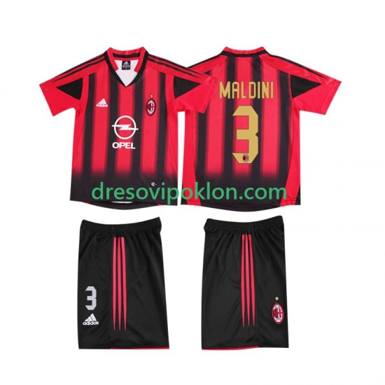 AC Milan MALDINI 3 2005 Retro Dres Domaći 2004 Kratkih Rukava ,Dječji Komplet