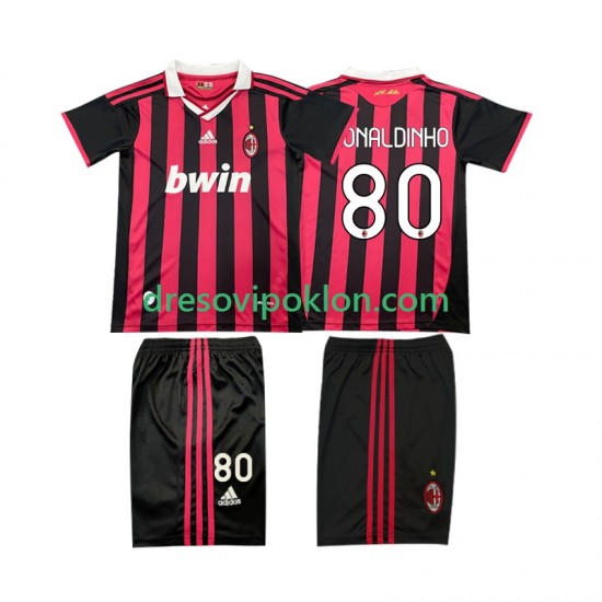 AC Milan RONALDINHO 80 2009 Retro Dres Domaći 2010 Kratkih Rukava ,Dječji Komplet