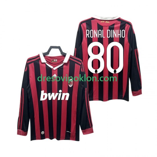 AC Milan RONALDINHO 80 2009 Retro Dres Domaći 2010 Dugim Rukavima ,Muški