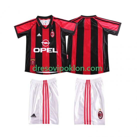AC Milan Retro Dres Domaći 1998 1999 Kratkih Rukava ,Dječji Komplet