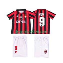 AC Milan WEAH 9 1996 1997 Retro Dres Domaći Kratkih Rukava ,Dječji Komplet