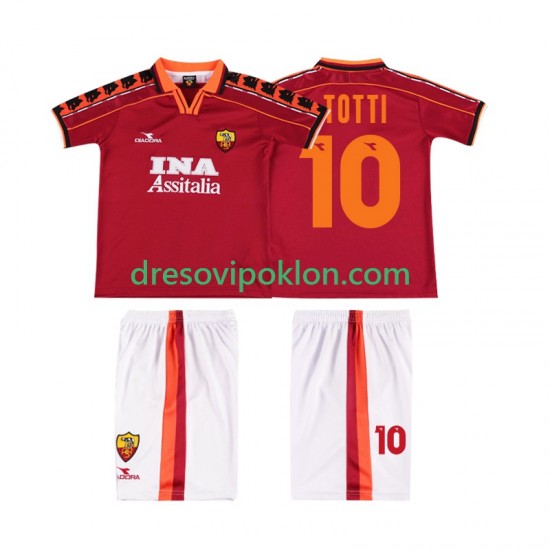 Roma TOTTI 10 Retro Dres Domaći 1998 1999 Kratkih Rukava ,Dječji Komplet