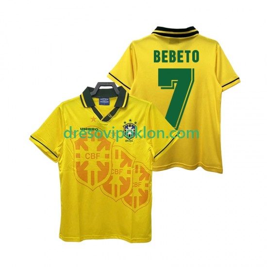 Brazil BEBETO 7 Retro Dres Domaći 1994 Kratkih Rukava ,Muški