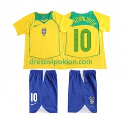 Brazil RONALOINHO 10 Retro Dres Domaći 2004 Kratkih Rukava ,Dječji Komplet