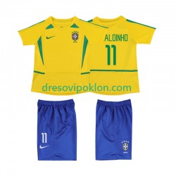 Brazil RONALOINHO 11 Retro Dres Domaći 2002 Kratkih Rukava ,Dječji Komplet