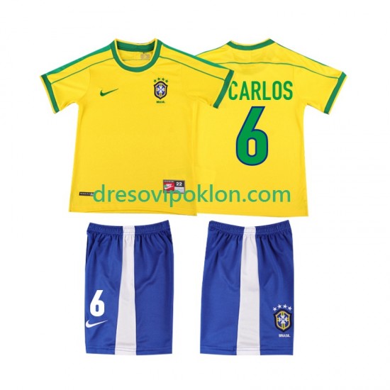 Brazil Roberto Carlos 6 Retro Dres Domaći 1998 Kratkih Rukava ,Dječji Komplet