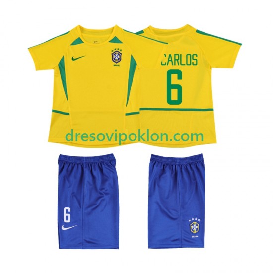 Brazil Roberto Carlos 6 Retro Dres Domaći 2002 Kratkih Rukava ,Dječji Komplet