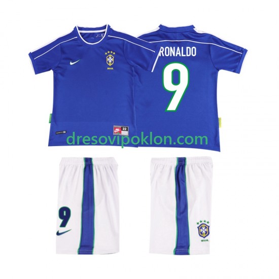 Brazil Ronaldo 9 Retro Dres Gostujući 1998 Kratkih Rukava ,Dječji Komplet