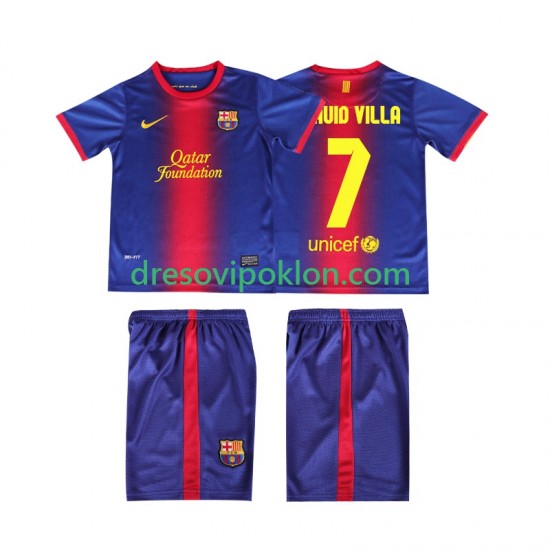 FC Barcelona DAUID VILLA 7 2012 2013 Retro Dres Domaći Kratkih Rukava ,Dječji Komplet