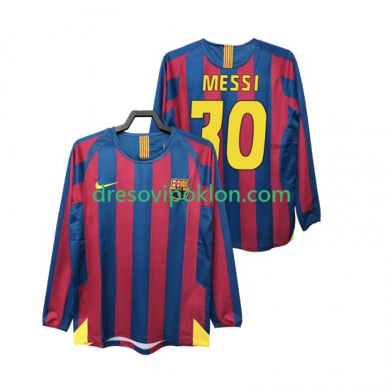 FC Barcelona Lionel Messi 30 2005 Retro Dres Domaći 2006 Dugim Rukavima ,Muški