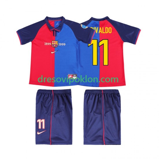 FC Barcelona RIVALDO 11 2000 Retro Dres Domaći 1999 Kratkih Rukava ,Dječji Komplet