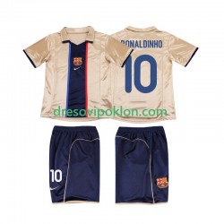 FC Barcelona RONALDINHO 10 2001 Retro Dres Gostujući 2002 Kratkih Rukava ,Dječji Komplet