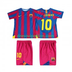 FC Barcelona RONALDINHO 10 Champions League 2005 Retro Dres Domaći 2006 Kratkih Rukava ,Dječji Komplet