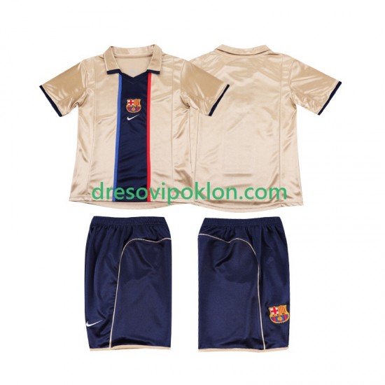 FC Barcelona 2001 Retro Dres Gostujući 2002 Kratkih Rukava ,Dječji Komplet