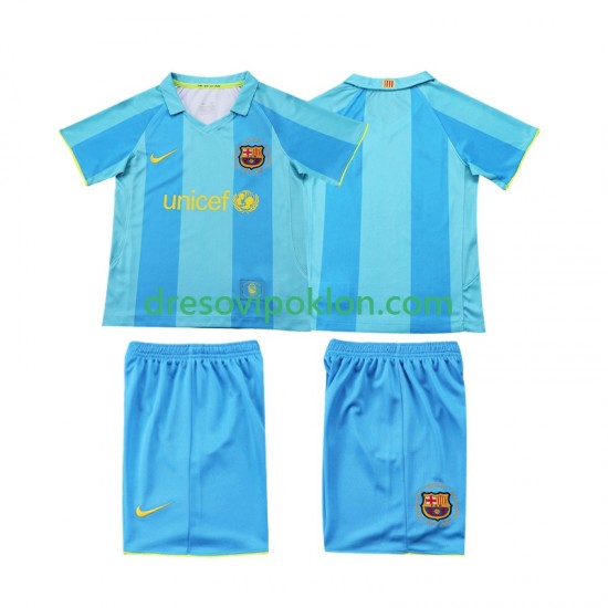FC Barcelona 2007 Retro Dres Gostujući 2008 Kratkih Rukava ,Dječji Komplet