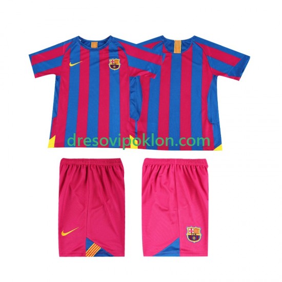 FC Barcelona 2005 Retro Dres Domaći 2006 Kratkih Rukava ,Dječji Komplet