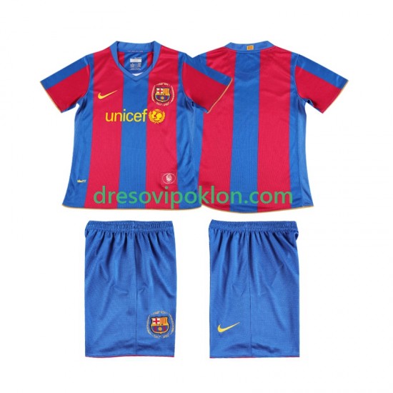 FC Barcelona 2007 Retro Dres Domaći 2008 Kratkih Rukava ,Dječji Komplet