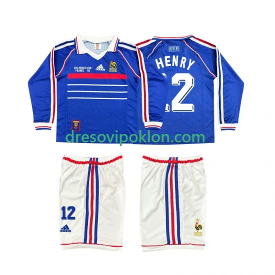 Francuska Henry 12 Retro Dres Domaći 1998 Dugim Rukavima ,Dječji Komplet