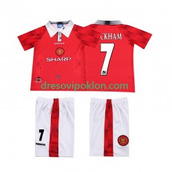 Manchester United BECKHAM 7 1996 1997 Retro Dres Domaći Kratkih Rukava ,Dječji Komplet