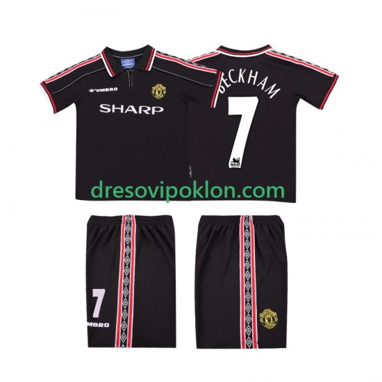Manchester United Beckham 7 Retro Dres Gostujući 1998 1999 Kratkih Rukava ,Dječji Komplet