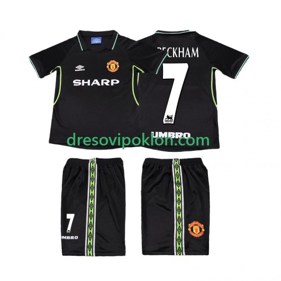 Manchester United Beckham 7 Retro Dres Treći 1998 1999 Kratkih Rukava ,Dječji Komplet
