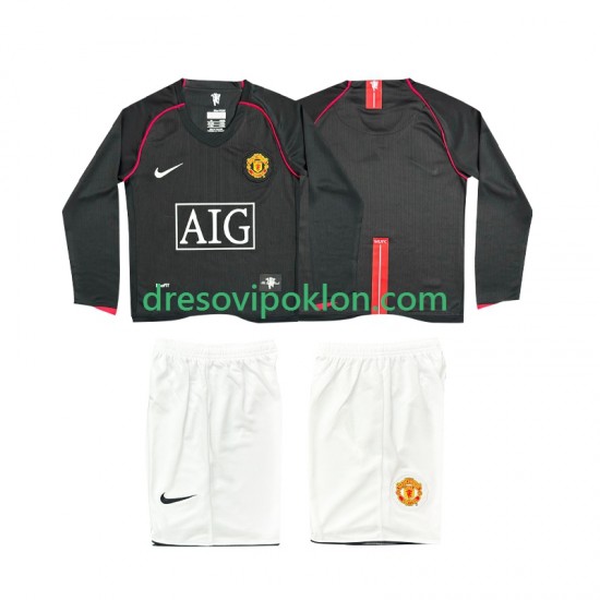 Manchester United 2007 Retro Dres Gostujući 2008 Dugim Rukavima ,Dječji Komplet