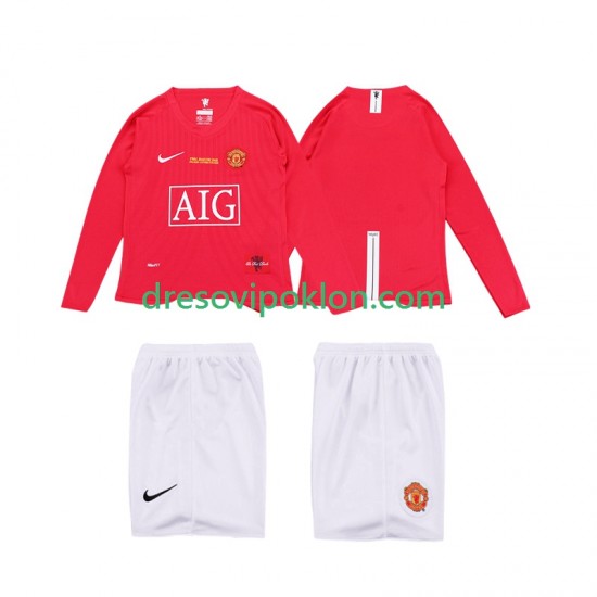Manchester United Premier League 2009 Retro Dres Domaći 2008 Dugim Rukavima ,Dječji Komplet