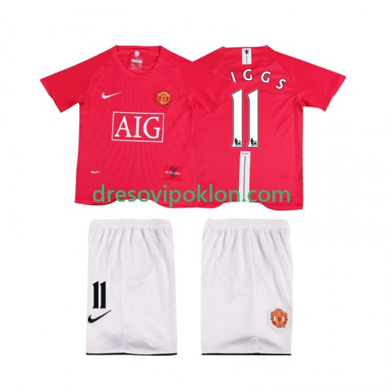 Manchester United GIGGS 11 Premier League 2007 Retro Dres Domaći 2008 Kratkih Rukava ,Dječji Komplet