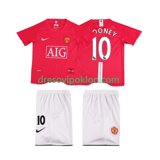 Manchester United ROONEY 10 Premier League 2007 Retro Dres Domaći 2008 Kratkih Rukava ,Dječji Komplet