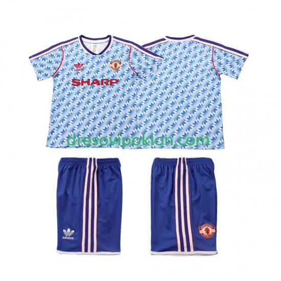 Manchester United 1990 1992 Retro Dres Gostujući Kratkih Rukava ,Dječji Komplet