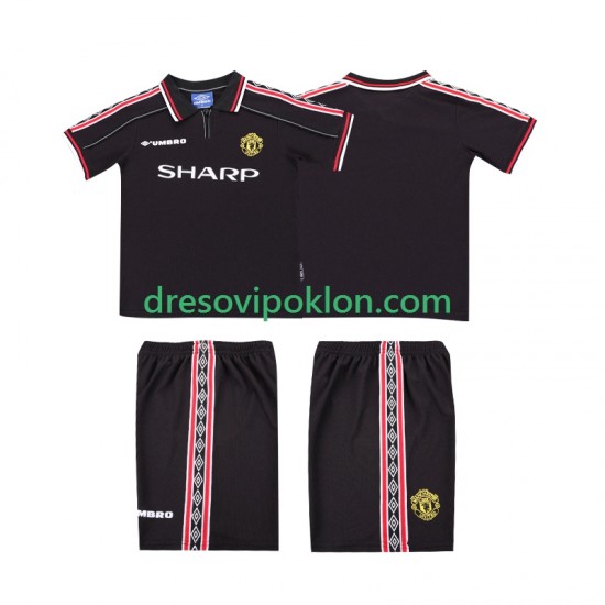 Manchester United Retro Dres Gostujući 1998 1999 Kratkih Rukava ,Dječji Komplet