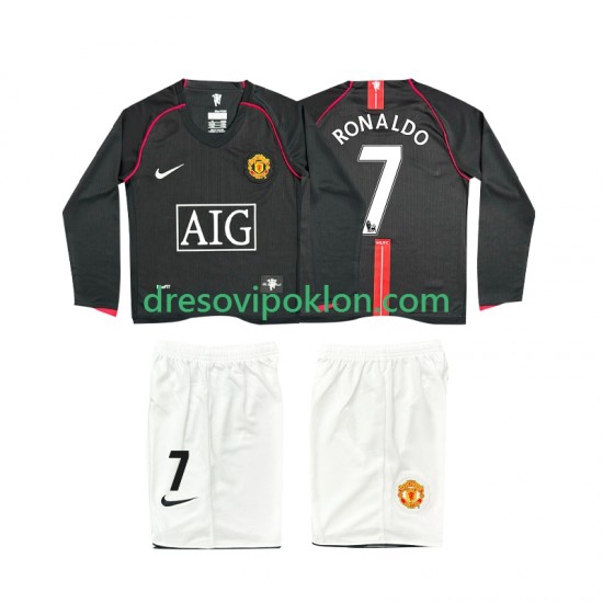 Manchester United Ronaldo 7 2007 Retro Dres Gostujući 2008 Dugim Rukavima ,Dječji Komplet