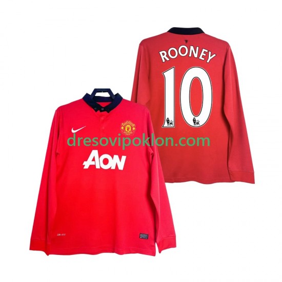 Manchester United Rooney 10 2013 2014 Retro Dres Domaći Dugim Rukavima ,Muški