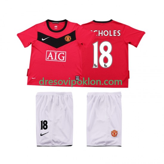 Manchester United SCHOLES 18 2009 Retro Dres Domaći 2010 Kratkih Rukava ,Dječji Komplet