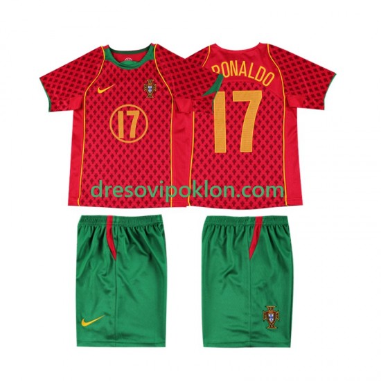 Portugal Cristiano Ronaldo 17 Retro Dres Domaći 2004 Kratkih Rukava ,Dječji Komplet