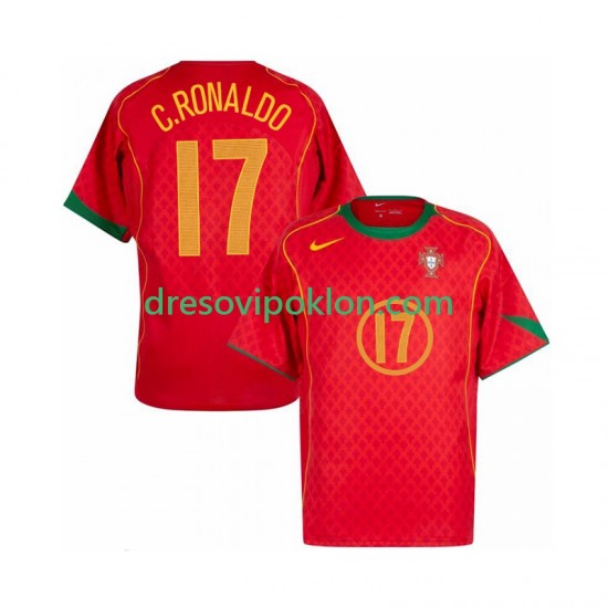 Portugal Cristiano Ronaldo 17 Retro Dres Domaći 2004 Kratkih Rukava ,Muški
