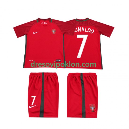 Portugal RONALDO 7 2016 Retro Dres Domaći Kratkih Rukava ,Dječji Komplet
