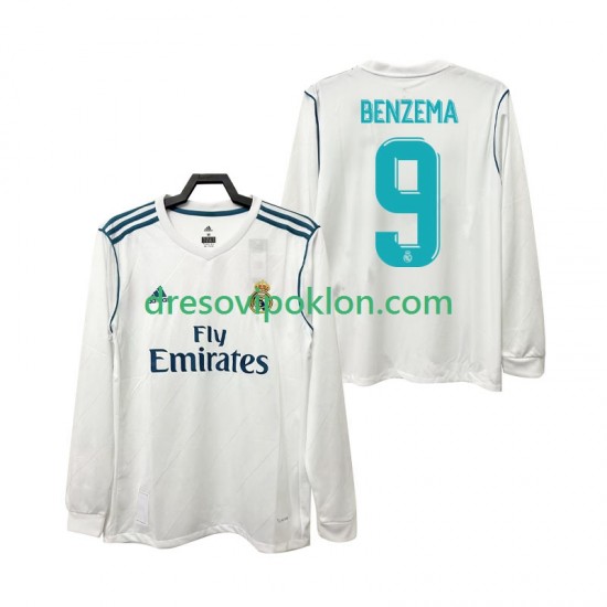 Real Madrid BENZEMA 9 2017 2018 Retro Dres Domaći Dugim Rukavima ,Muški