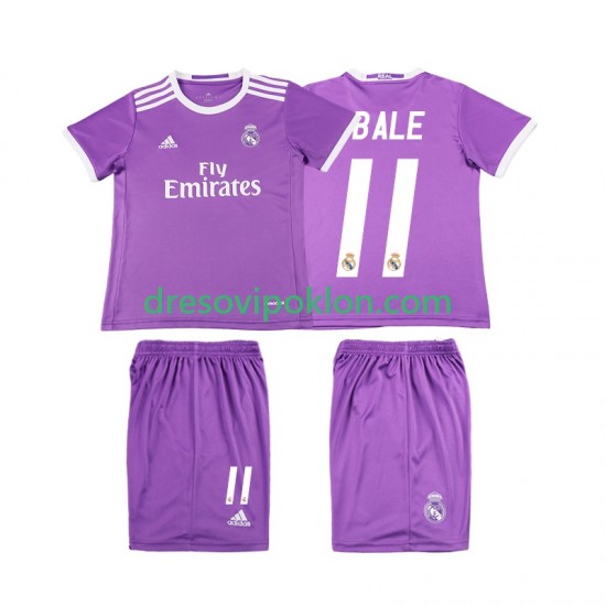 Real Madrid Bale 11 2016 2017 Retro Dres Gostujući Kratkih Rukava ,Dječji Komplet