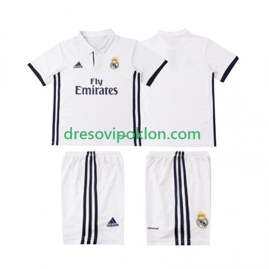 Real Madrid 2016 2017 Retro Dres Domaći Kratkih Rukava ,Dječji Komplet
