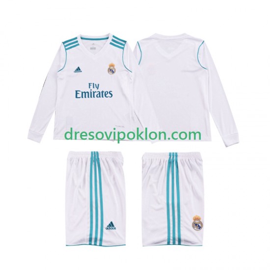 Real Madrid 2017 2018 Retro Dres Domaći Dugim Rukavima ,Dječji Komplet