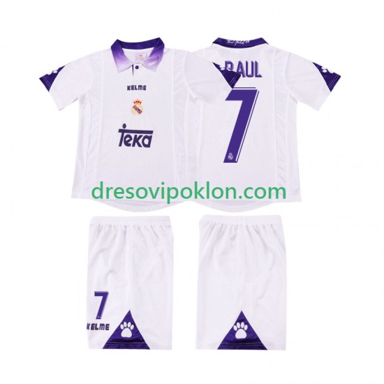 Real Madrid RAUL 7 1997 Retro Dres Domaći 1998 Kratkih Rukava ,Dječji Komplet