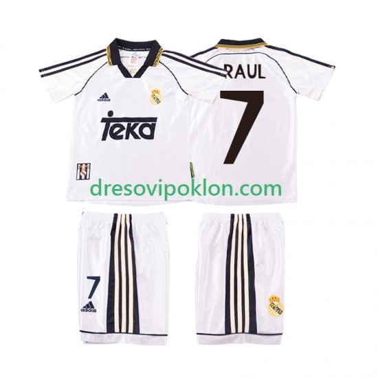 Real Madrid RAUL 7 2000 Retro Dres Domaći 1998 Kratkih Rukava ,Dječji Komplet